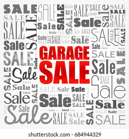 GARAGE SALE words cloud, business concept background