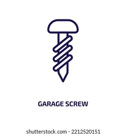 garage screw icon from construction tools collection. Thin linear garage screw, auto, tool outline icon isolated on white background. Line vector garage screw sign, symbol for web and mobile