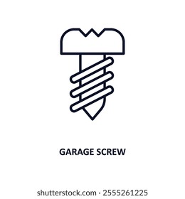 garage screw outline icon.  Thin line icon from construction tools collection. Editable vector isolated on white background