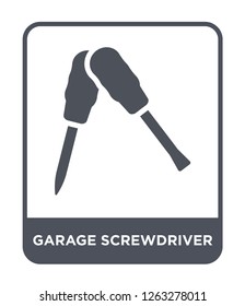 garage screwdriver icon vector on white background, garage screwdriver trendy filled icons from Construction tools collection, garage screwdriver simple element illustration