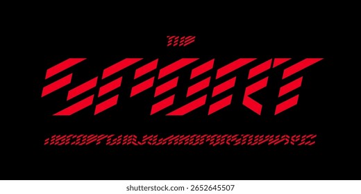 Fonte de serviço de garagem, letras em itálico negrito, alfabeto dinâmico para o logotipo de corrida de carros e manchete, tipografia automotiva, design de jogos esportivos. Projeto tipográfico vetorial