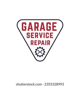 garage service repair vector emblem logo illustration. for printing, sticker, label, brand, badge