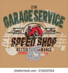 Garage service typography t shirt design