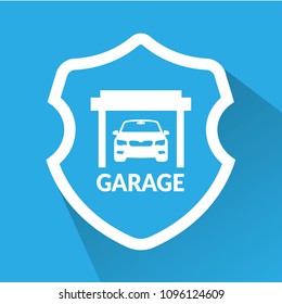 Garage and shield. security garage logo concept