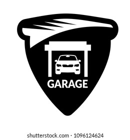 Garage and shield. security garage logo concept