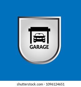 Garage and shield. security garage logo concept
