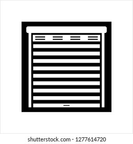 Garage Shutter Icon, Garage Gate Icon Vector Art Illustration