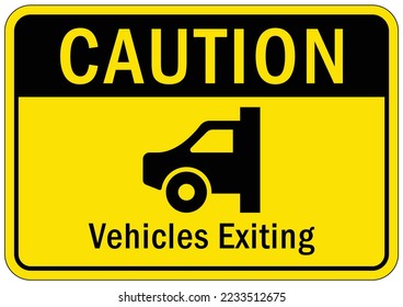 Garage sign and label caution vehicle exiting