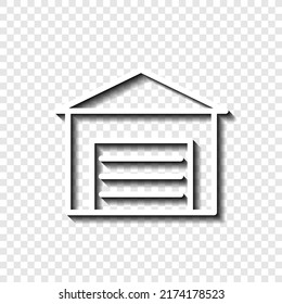 Garage simple icon vector. Flat design. White with shadow on transparent grid.ai