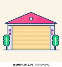 Ilustración simple de garaje. Icono de vector de garaje
