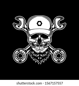 garage skull head illustration shirt design