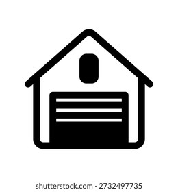 Garage solid line illustration of a road trip icon