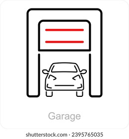 Concepto de icono de garaje y almacenamiento