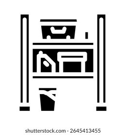 garage storage shelves glyph icon vector. garage storage shelves sign. isolated symbol illustration