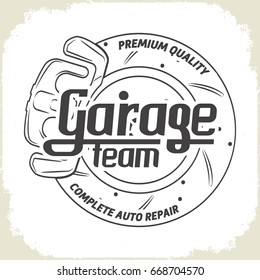 Garage Team Service Logo Design Monochrome Stock Vector (Royalty Free ...