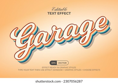 Garage text effect vintage colorful style. Editable text effect.