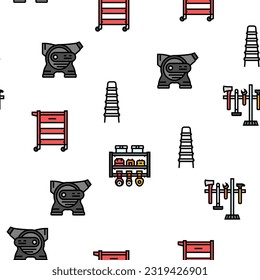garage tools service auto repair vector seamless pattern thin line illustration