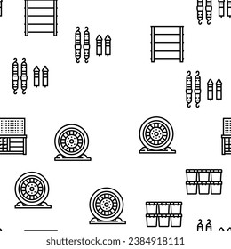 garage tools service auto repair vector seamless pattern thin line illustration