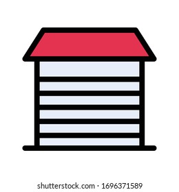 garage vector flat color icon 