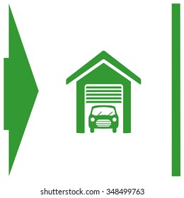 Garage vector icon with car.