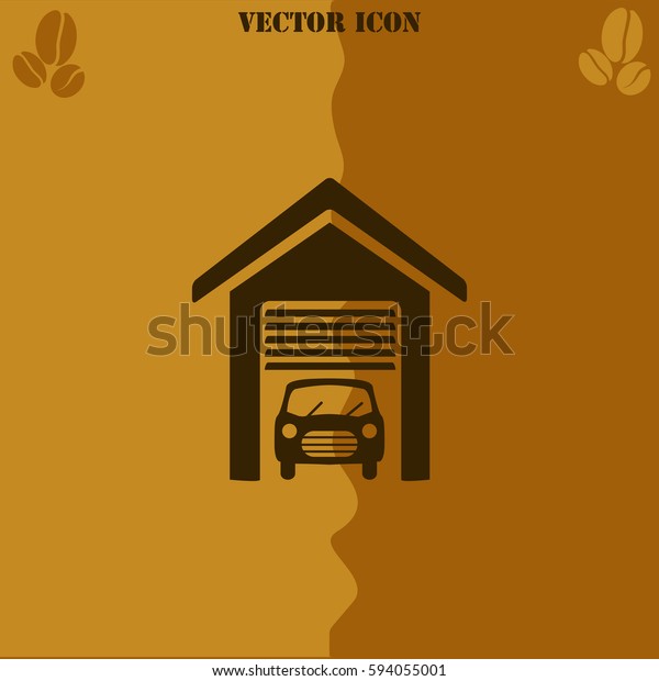 Garage vector \
icon Coffee symbol\
background.