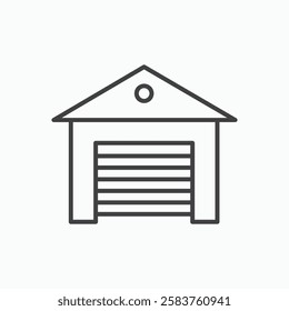 Garage vector icon isolated in black line