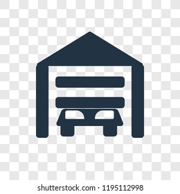 Garage vector icon isolated on transparent background, Garage transparency logo concept