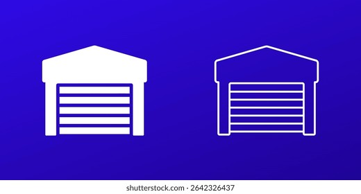 Garage vector icon, line and solid design