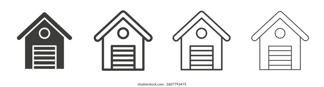 Garage vector icons in black and blue colors