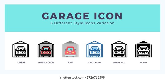 Vektorsymbole der Garage entworfen. Symbolsatz.