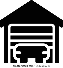 Garage, Vektorgrafik einzeln auf transparentem Hintergrund . glyph-Vektorsymbole für Konzept- oder Web-Grafiken.