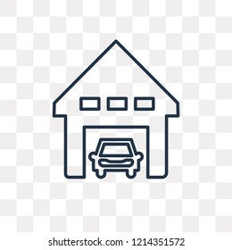 Garage vector outline icon isolated on transparent background, high quality linear Garage transparency concept can be used web and mobile