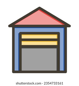 Garage-Vektordick-Linie gefüllt Farben Symbol für die persönliche und kommerzielle Nutzung.
