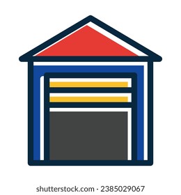 Garage Vector Thick Line Filled Dark Colors Icons For Personal And Commercial Use.
