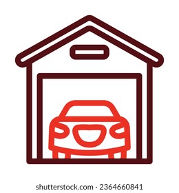 Garage Vector Thick Line Two Color Icons For Personal And Commercial Use.
