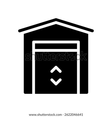 Garage Vector for Vehicle Storage and Home Extension. Residential garage illustration. Car shelter icon for suburban houses. Glyph Icon