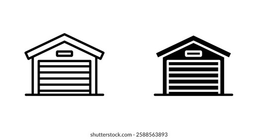 Garage vectors icons set in filled and strokes on white background