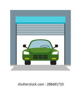 Garage, warehouse, car icon vectgor image. Can also be used for transport, transportation and travel. Suitable for mobile apps, web apps and print media. 
