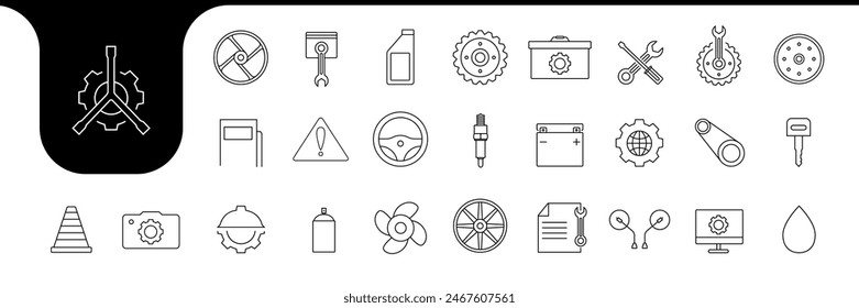 diseño de Vector de iconos de línea de taller de garaje