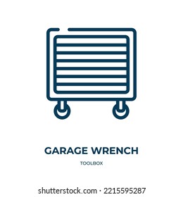 Garage wrench icon. Linear vector illustration from toolbox collection. Outline garage wrench icon vector. Thin line symbol for use on web and mobile apps, logo, print media.