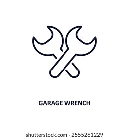 garage wrench outline icon.  Thin line icon from construction tools collection. Editable vector isolated on white background