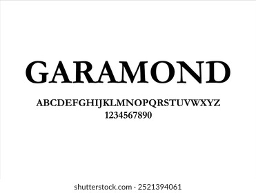 Garamond Schriftart für Logo und Überschrift. Isolierte Vektor-Schriftsätze