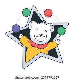 Garb this doodle sticker of juggling show 