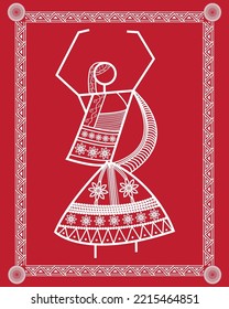 Dibujo de Garba en Warli Painting, danza india Garba Warli arte, ilustración, vector, papel tapiz.