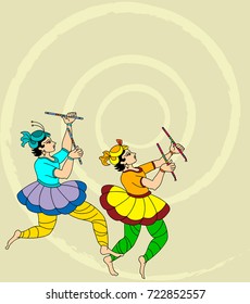 Garba Indian Dance Design Vector Art Illustration