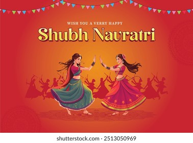 Garba Night poster for Navratri festival of India. vector illustration design of peoples