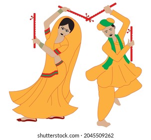 Garba playing couple vector file