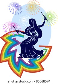 Garba rainbow, fireworks Poster, backdrop design