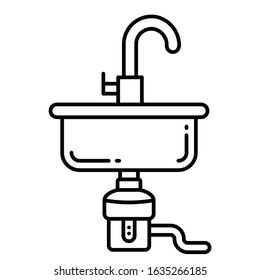 Garbadge Disposal Vector Icon Design, House bathroom equipment Concept, Sink on White background