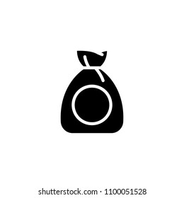Garbage bag black icon concept. Garbage bag flat  vector symbol, sign, illustration.